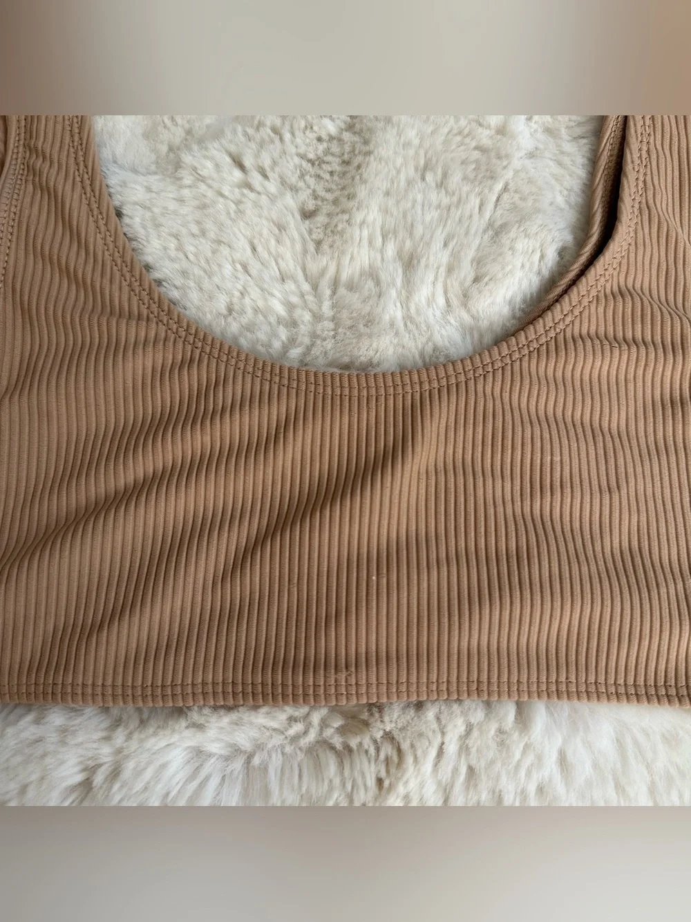 Frankie's Bikinis Conner Ribbed Top and non ribbed Bottoms in Earth/Tan